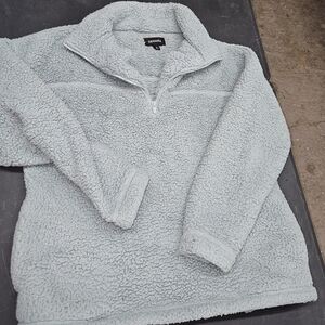 Zenana Outfitters Gray Sherpa Pullover Jacket